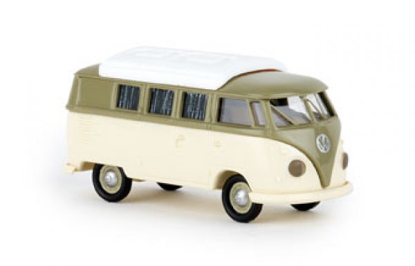 1/87 Brekina # 2106 VW T1 b Camper mit Dormobildach gelbgrau/hellelfenbein 31602