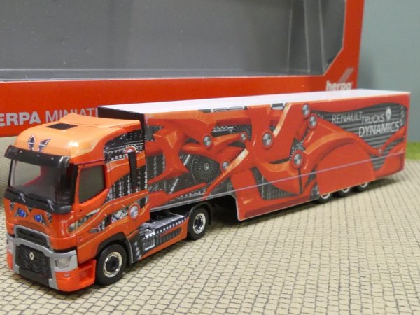 1/87 Herpa Renault T Tour de Dynamics rot Promotion Truck Koffer-SZ 310796