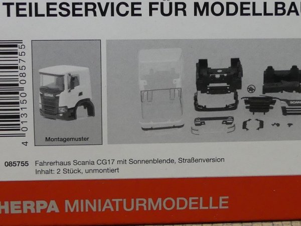 1/87 Herpa Teileservice Fahrerhaus Scania CG17 Straßenversion 2 Stück 085755