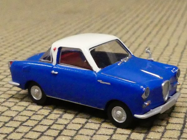 1/87 Brekina Goggomobil Coupe signalblau/weiß 27858