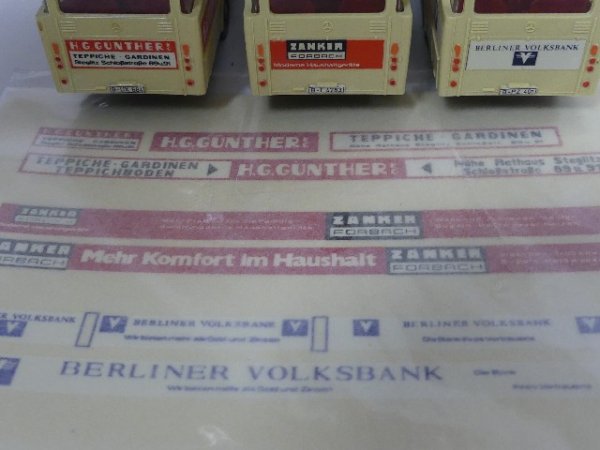 1/87 FRÖWIS DECALS BVG Zanker, Teppich Günther, B Volksbank (für MB O 305) #3004