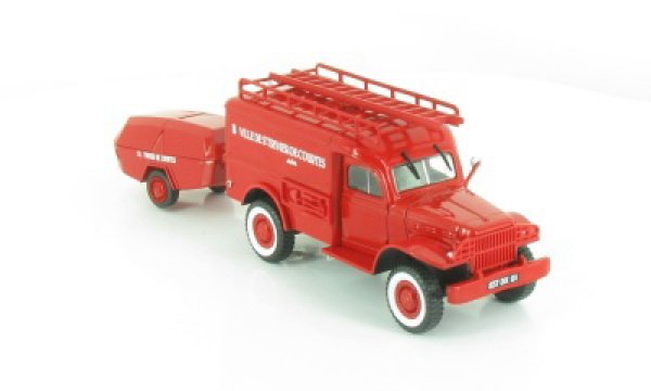 1/43 Ixo Dodge WC54 mit Anhänger Pompiers Feuerwehr 113