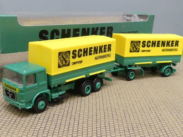 1/87 Herpa MAN F80 Schenker Nürnberg Wechselplanen-Hängerzug