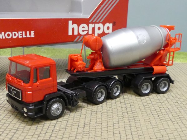 1/87 Herpa MAN F90 Betonmischer rot Sattelzug 141574