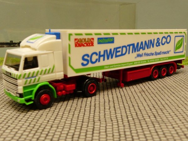 1/87 Herpa Albedo Scania 112 Schwedtmann GE-Schalke Kühl Koffer SZ #692