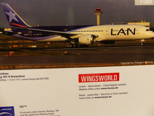 1/200 Herpa LAN Airlines Boeing 787-9 Dreamliner 557405 SONDERPREIS 49,99 €