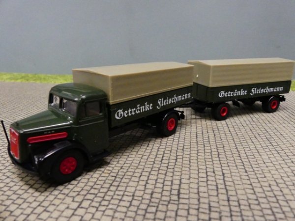 1/87 Brekina MAN F8 Getränke Fleischmann Planen Hängerzug