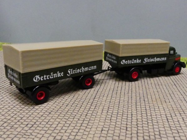 1/87 Brekina MAN F8 Getränke Fleischmann Planen Hängerzug