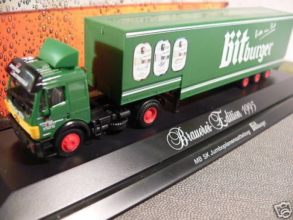 1/87 Herpa MB SK Bitburger Volumenplanen Sattelzug 183505