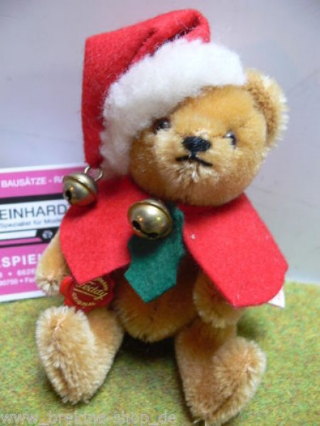 HB Hermann Bamberg Teddy Weihnachtsmann hellbraun ca.15 cm m.Mütze und Umhang