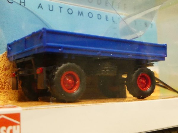 1/87 Busch Anhänger HW60 Niederdruckbereifung blau o. Kippgestänge 53000