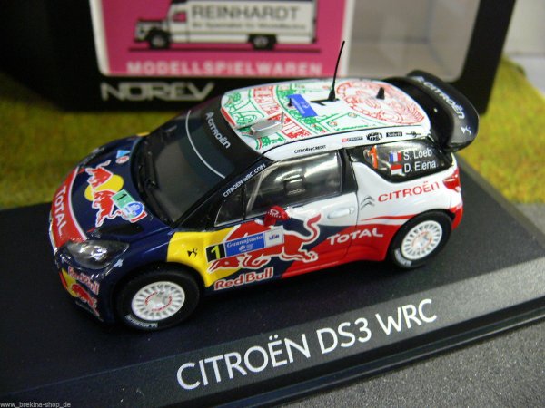 1/43 Norev Citroen DS3 WRC Vainqueur Rallye du Mexique 2011 Loeb/Elena #1