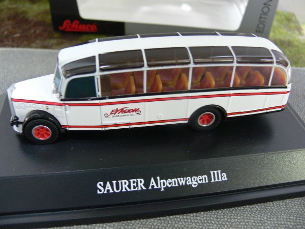 1/87 Schuco SAURER 4 LC Alpenwagen IIIa Evasion St.Maurice S.A. 260010