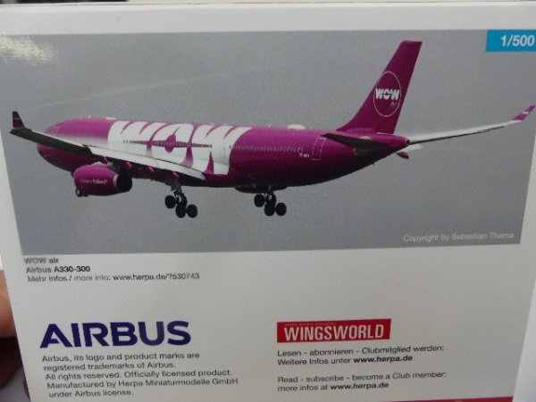 1/500 Herpa Airbus A330-300 Wow Air 530743