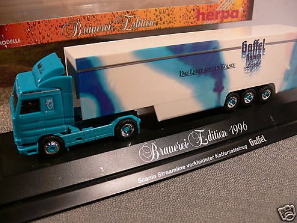 1/87 Herpa Scania 143 Gaffel Kölsch  Koffer Sattelzug 184601