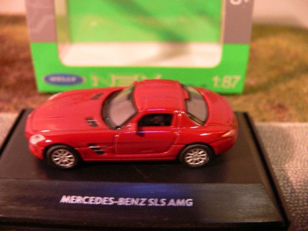 1/87 Welly MB SLS AMG dunkelrot 73144