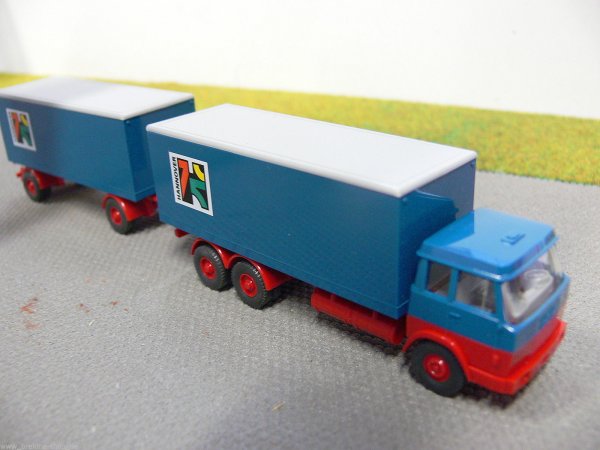 1/87 Wiking Hanomag Henschel blau/rot Koffer-HZ Hannover aus Set