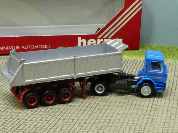 1/87 Herpa Scania 112 Kipp Sattelzug blau silber 862001