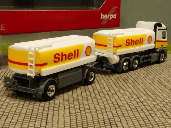 1/87 Herpa MB Actros StreamSpace Shell Benzintank Hängerzug 310437