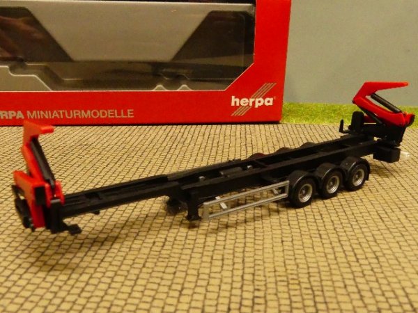 1/87 Herpa Hammar Container-Seitenlader-Auflieger schwarz 076982