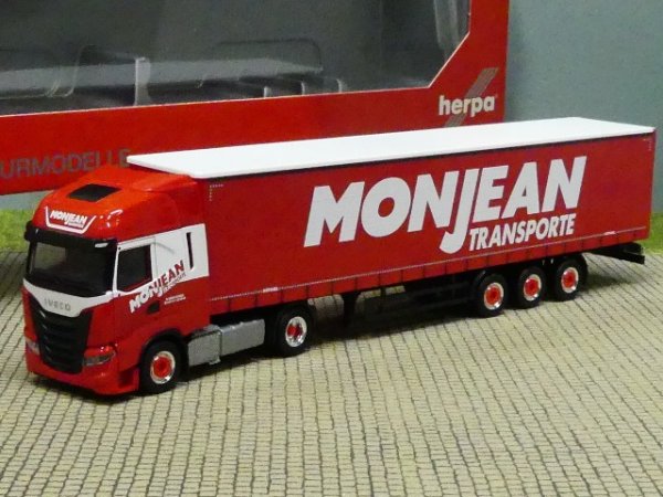 1/87 Herpa Iveco S-Way Monjean Gardinenplanen-Sattelzug 314060