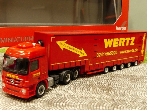 1/87 Herpa MB Actros L 6x4 Meusburger Sattelzug Wertz Aachen 309431