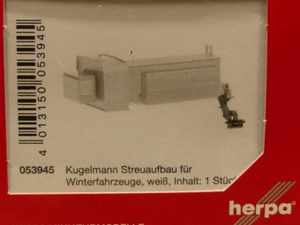 1/87 Herpa Kugelmann Streuaufbau für Winterdienstfahrzeuge weiß 053945