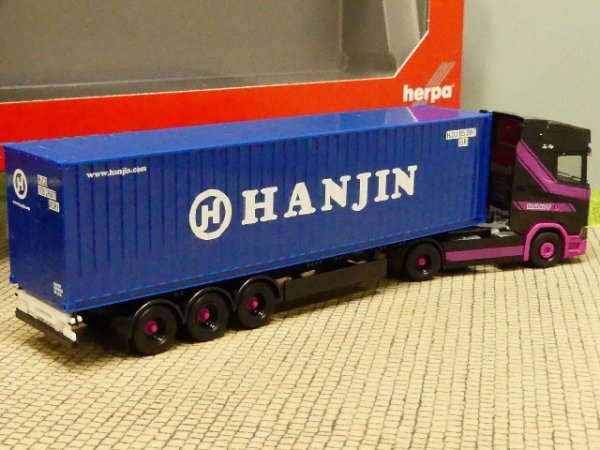 1/87 Herpa Scania CS HD Hart Hanjin Container-Sattelzug 313155