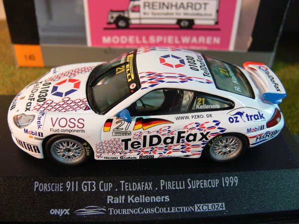 1/43 Onyx XCL024 Porsche 911 GT3 Cup Teldafax Pirelli Supercup '99 R. Kelleners