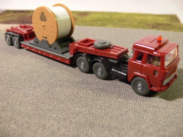 1/87 Wiking Magirus Tieflader mit Kabeltrommel braun 503 2 A