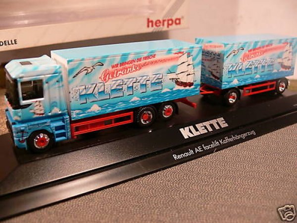 1/87 Herpa Renault AE KLETTE Koffer Sattelzug 189231