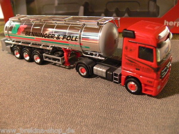 1/87 Herpa MB Actros LH08 Silo-SZ Benninger+Föll 158893