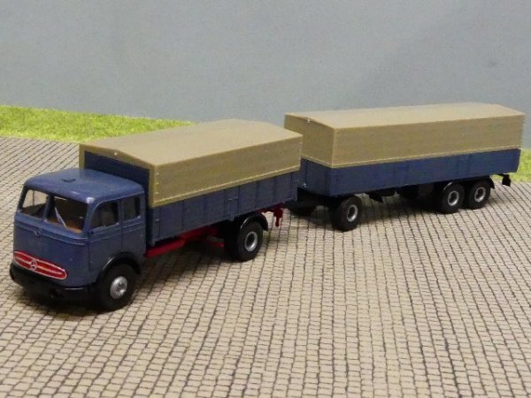 1/87 Brekina MB 334 blaugrau Pritschen Hängerzug