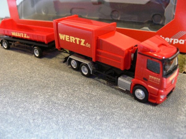 1/87 Herpa MB Antos Pressmüllcontainer-Hängerzug Wertz Aachen 307437