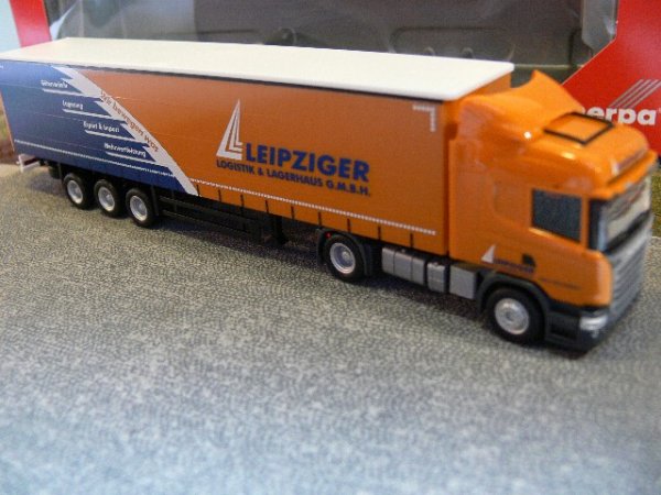 1/87 Herpa Scania R Highline Leipziger Logistik Gardinenplanen-SZ 307444