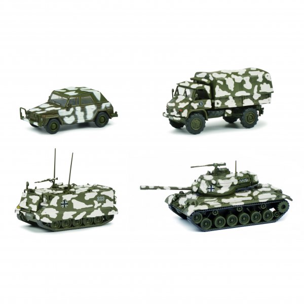 1/87 Schuco Set Militär Wintertarnung 4 Fahrzeuge Sonderpreis 452653000