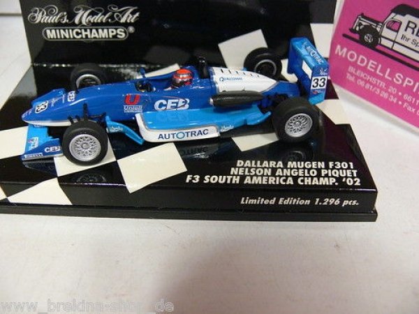 1/43 Minichamps Dallara Mugen F301 Piquet F3 Cham. 2002 400020333
