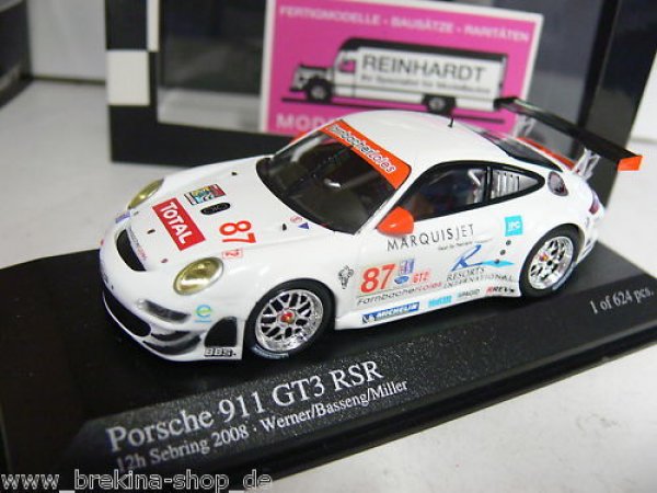 1/43 Minichamps Porsche 911 GT3 RSR 12h Sebring '08 #87 400087887