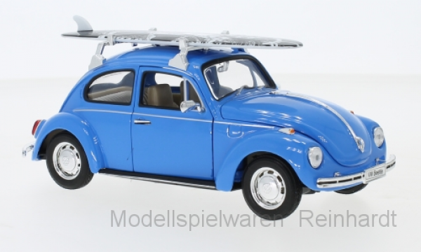 1/24 Welly VW Käfer mit Surfboard blau 22436