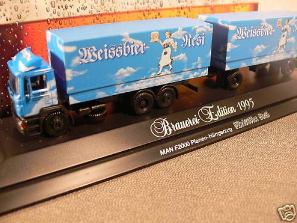 1/87 Herpa MAN F80 Weissbier Resi Planen-Hängerzug PC 183482