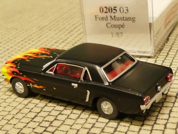 1/87 Wiking Ford Mustang Coupe schwarz mit Flammendekor 0205 03