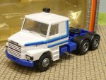 1/87 Herpa Scania Hauber weiß /blaue Streifen 3achs Zugmaschine 836270